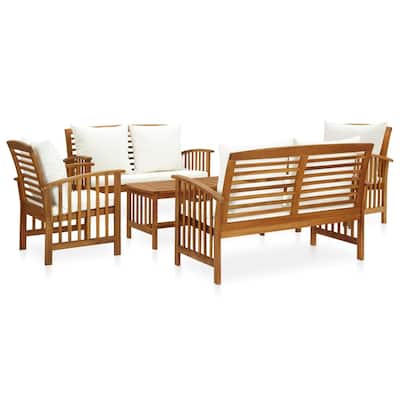 vidaXL 5 Piece Patio Lounge Set with Cushions Solid Acacia Wood