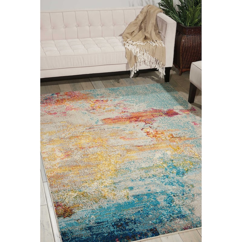 Nourison Modern Abstract Sublime Area Rug - 6'7" x 9'7" - Sealife - Runner/Rectangle