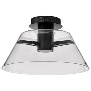 Edmond - 17 Inch LED Semi Flush - Matte Black with Clear Glass