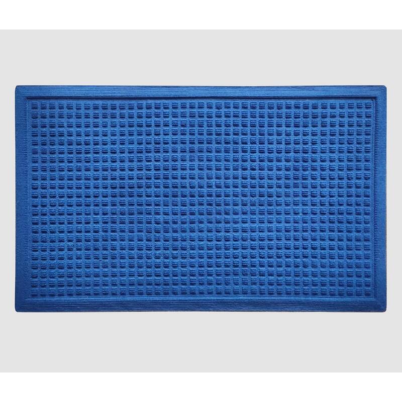 A1HC New All Weather Superior Dirt and Moisture Absorbing Polypropylene Door Mat with Non-Slip Backing for Inside Outside Use - 18"x30" - Blue