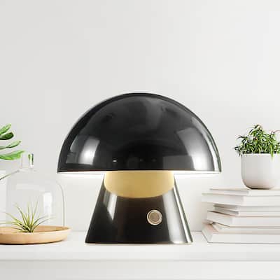 Alyson 7" Contemporary Bohemian Rechargeable/Cordless Iron Integrated LED Mushroom Table Lamp, by JONATHAN Y