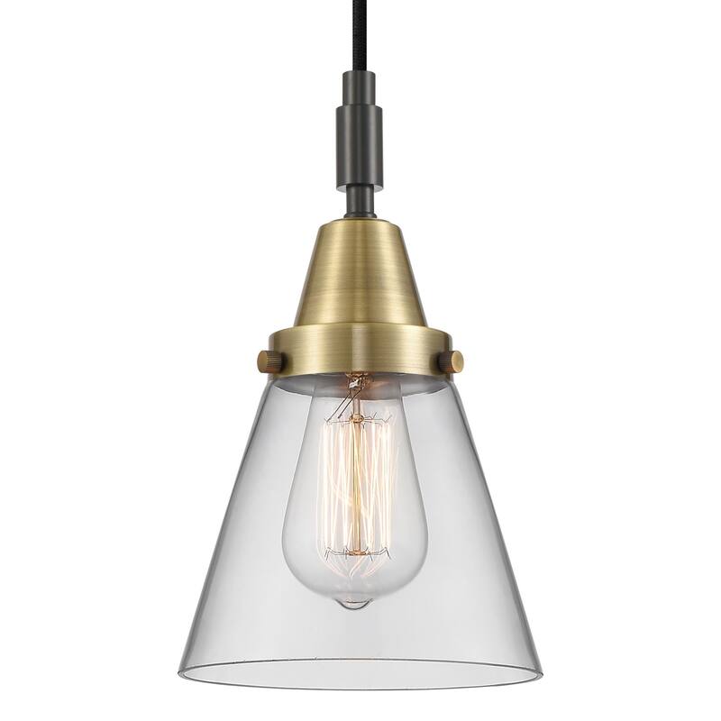 Innovations Lighting 447-1P-G62 Cone 6" Wide Mini Pendant with Clear - Black Antique Brass
