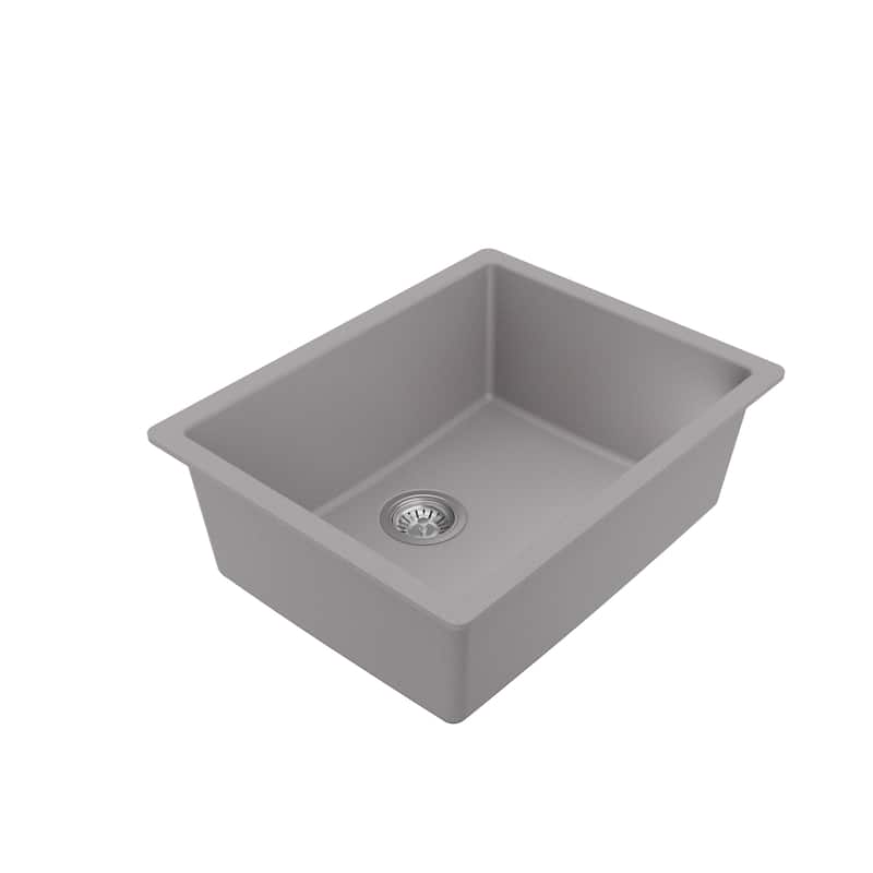 Karran Undermount 24.38 in Single Bowl Quartz Kitchen Sink Kit