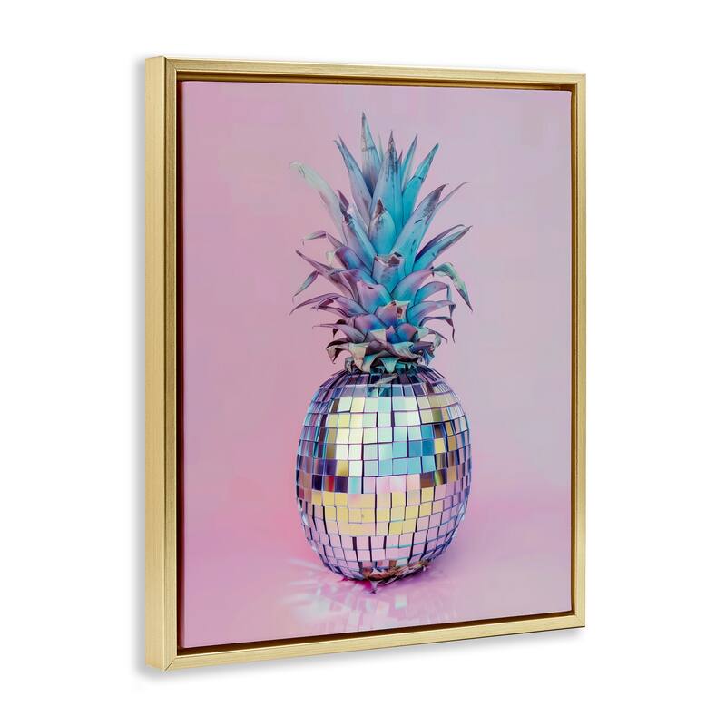 Stupell Dazzling Disco Ball Pineapple Framed Floater Canvas Wall Art Design By Arlington Prints