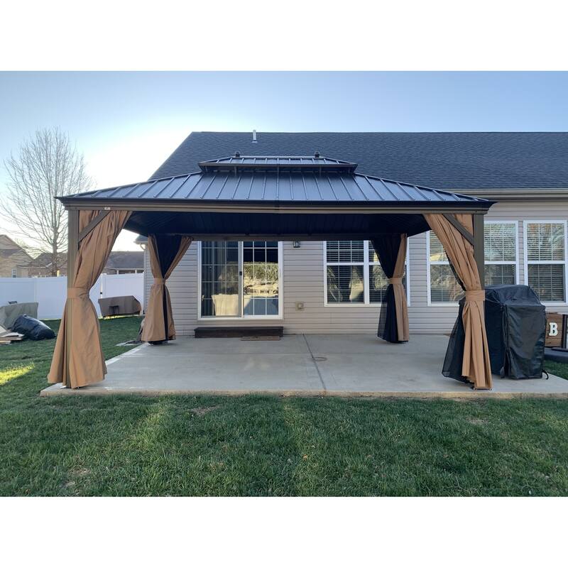 PURPLE LEAF Outdoor Gazebo Aluminum Frame Galvanized Steel Hardtop Gazebo