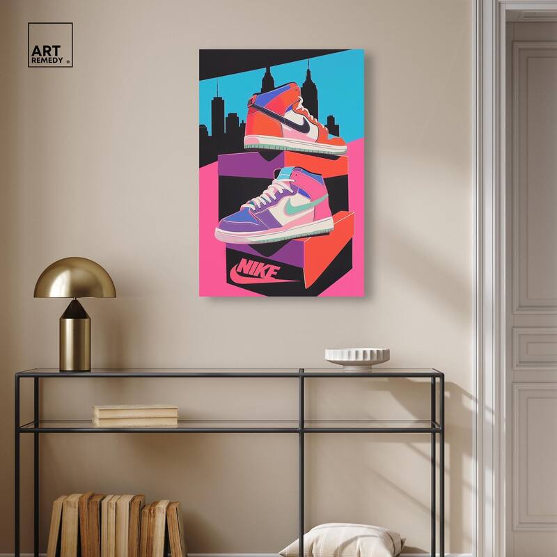 City Pop Sneakers Canvas by Art Remedy, Gallery Wrapped