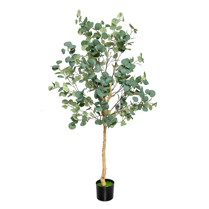 Costway 1/2 PCS 5.5FT Artificial Tree Fake Eucalyptus Tree for Living - 1 PCS