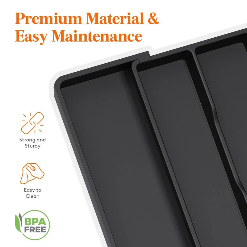 Expandable & Adjustable Utensil Drawer Organizer - Black Large