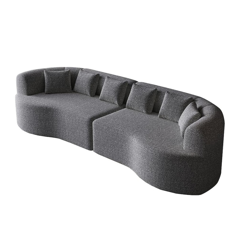 106.3" Chenille Curved Sectional Bone-Free Cloud Sofa with 6 Pillows