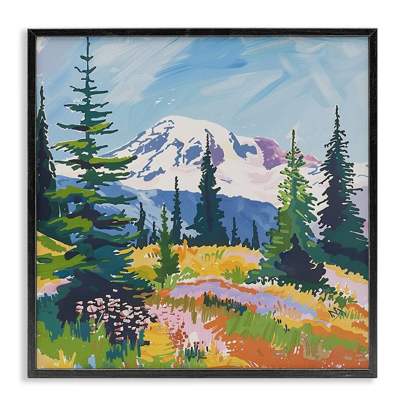 Stupell Peaceful Mountain Valley Scenery Framed Giclee Art Design By Walker Noble - 12 x 12 - Black