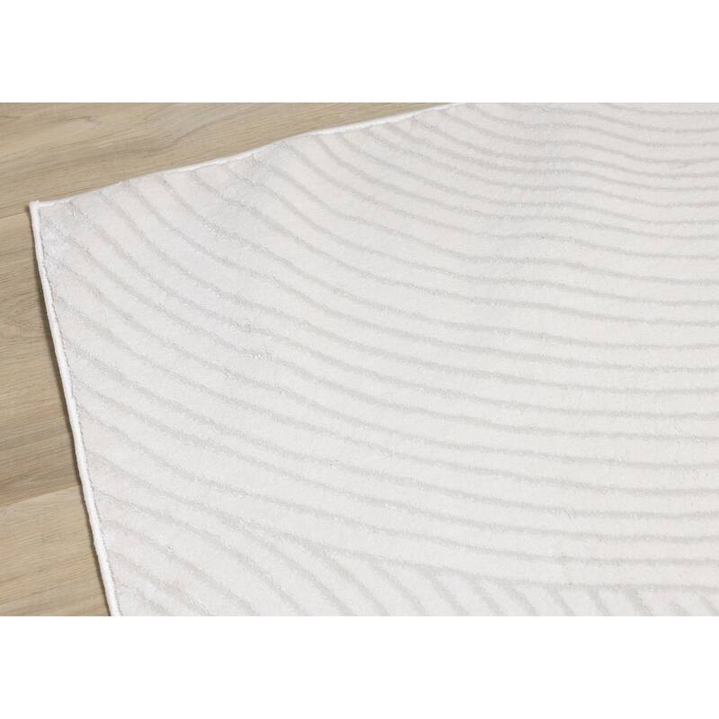 Neutral Swirls Modern Rug in Light Cream