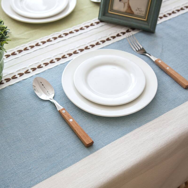 Enova Home 54"x 78" High Quality Rectangle Cotton and Linen Tablecloth with Tassels
