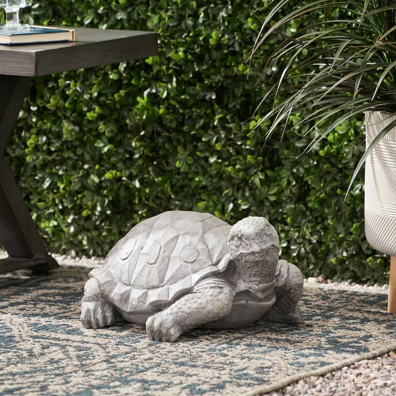 Dark Gray Turtle Garden Statue Outdoor Decorative Sculpture No Assembly Required - 15 - Grey - 15