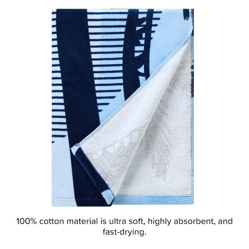 Lucky Brand Navy 36" x 68" 100% Cotton Beach Towel - 36" x 68"
