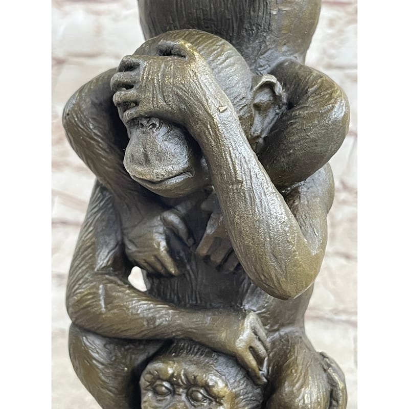 See Hear Speak No Evil Three Wise Monkeys Bronze Sculpture Statue