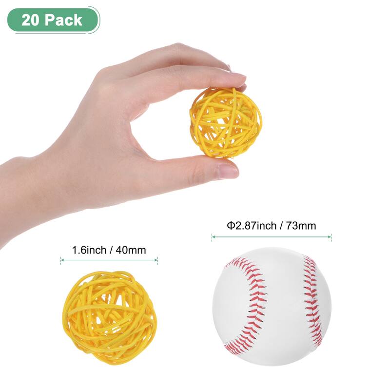 20-Pack Wicker Rattan Balls 1.6 Inch for Christmas/Weddings/DIY - Yellow
