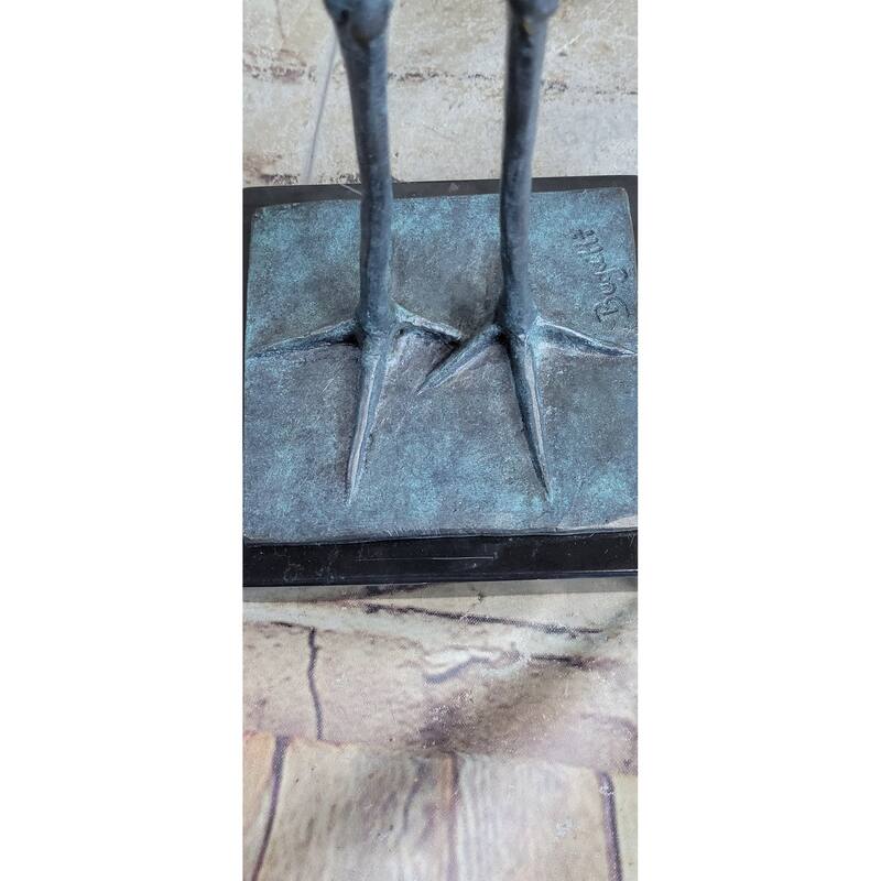 Hot Cast Bronze Metal Stork Sculpture Statue On Marble Base