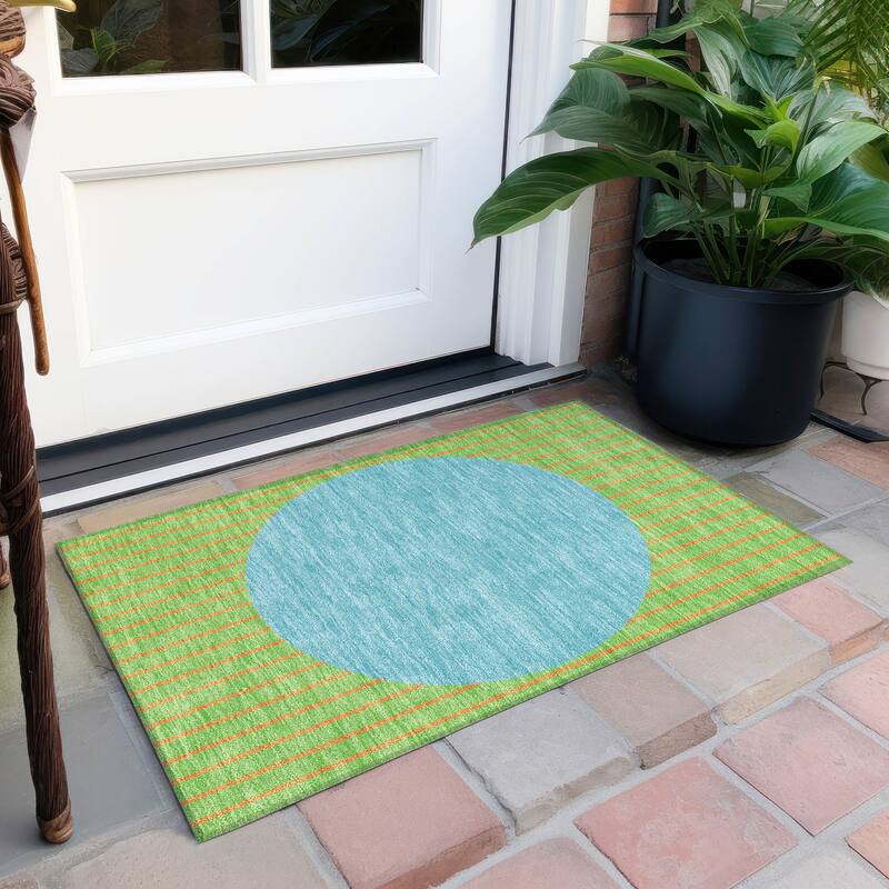 Machine Washable Indoor/ Outdoor Modern Sunrise Chantille Rug