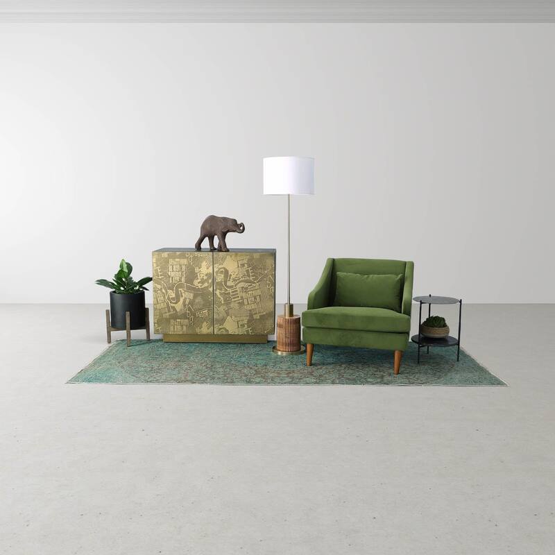 Araylia 60" Floor Lamp with Fabric Shade, Brass/ Brown