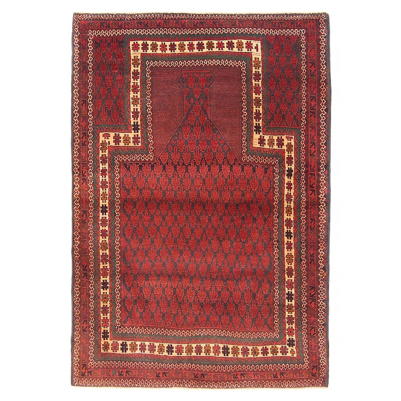 Teimani Red Rug 3'5" x 5'0" - 3'5 x 5'0 - Red - 3'5 x 5'0