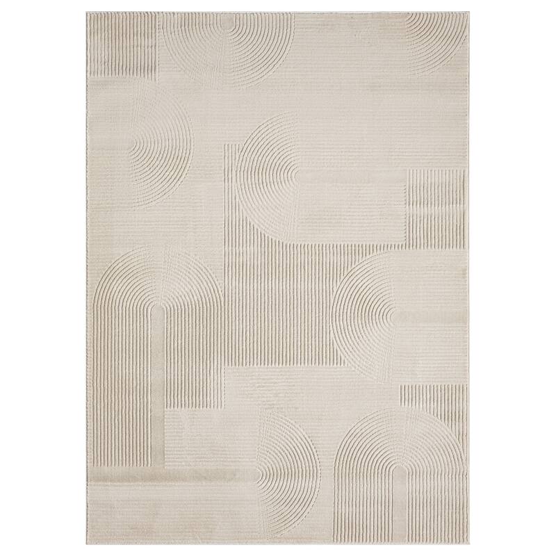 Nuevo Collection Modern Abstract Geometric Area Rug - Beige - 3'6 x 5'2