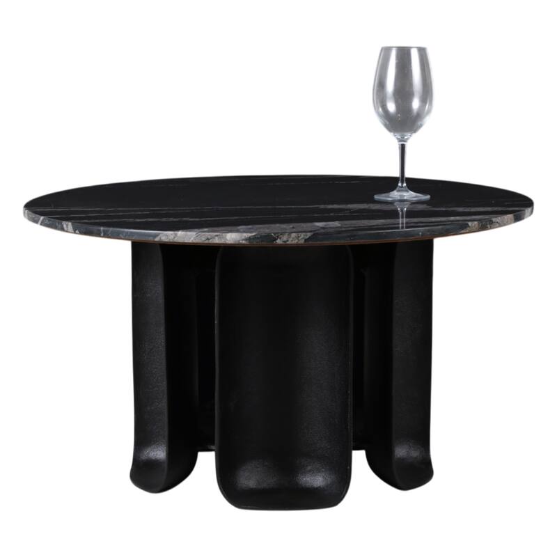 Marble Coffee Table Round Sculptural Pedestal - 30" Black - 30.0"