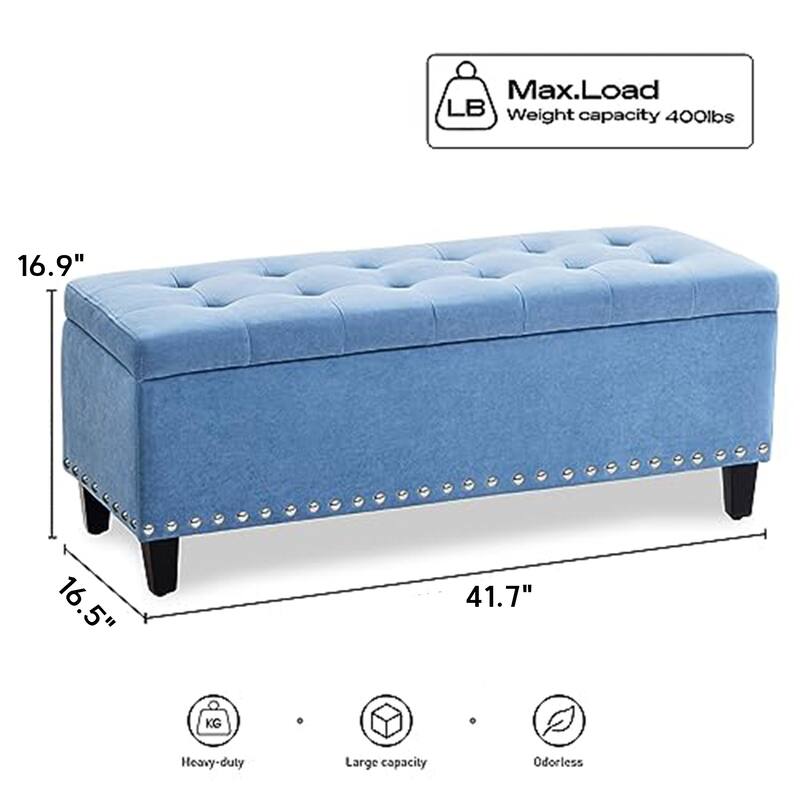 Button-Tufted Storage Ottoman Bench for Bedroom, Living Room 41"W x 16"D x 16"H