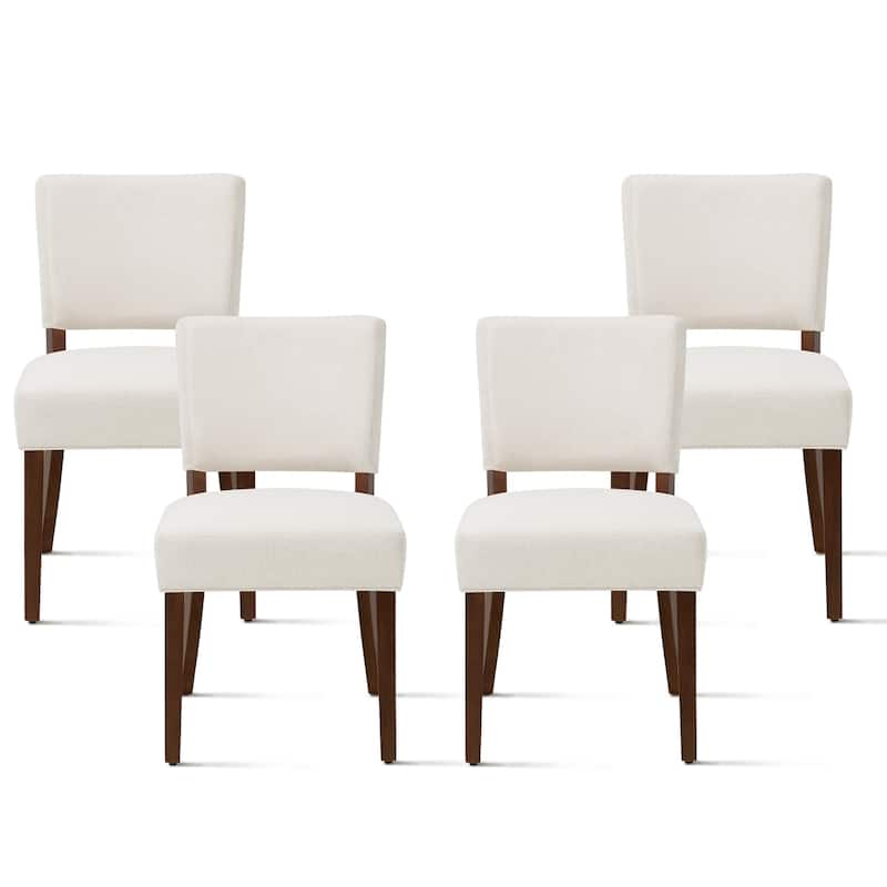 Set of 2 Modern Farmhouse Dining Chairs: Upholstered Mid-Back Chairs with Wood Legs