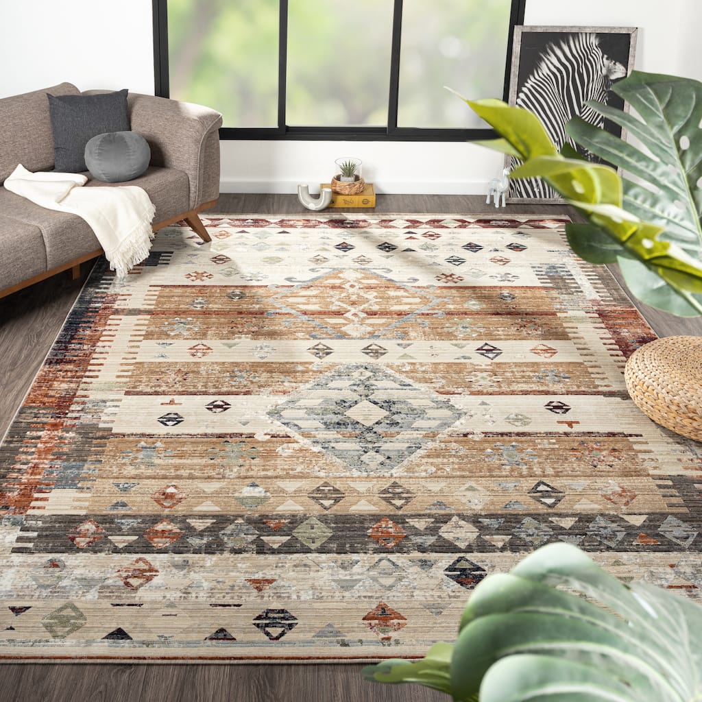 Petra Rustic Earth Tones Area Rug