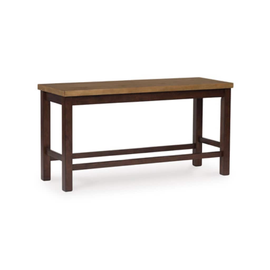 Rex Counter Height Bench, 48 Inch Light Brown Plank Seat, Dark Brown