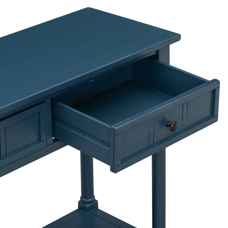 Traditional Design Console Table with Drawers and Shelf