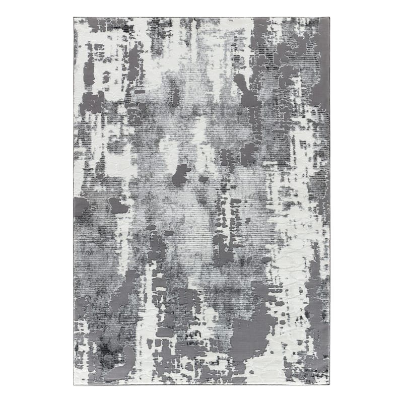 Petra Collection Abstract Area Rug - 5'2'' X 7'5'' - Light Grey/White