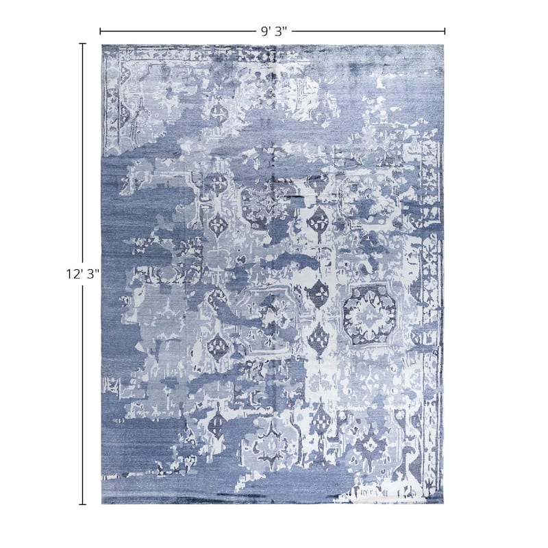Modern One-of-a-Kind Hand-Knotted Area Rug - Ivory, 9' 3" x 12' 3" - 9' 3" x 12' 3"