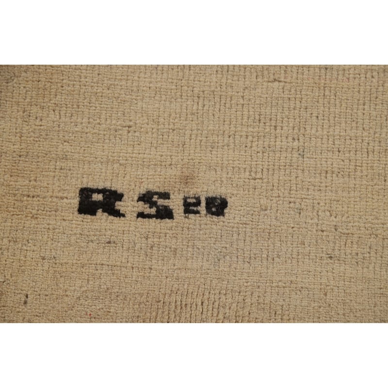 Gabbeh Modern Area Rug Handmade Beige Tribal Wool Carpet - 5'7"x 7'9"