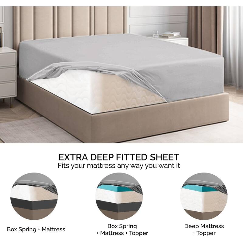 CGK Linens Microfiber Extra Deep Pocket 18" - 24" Inch Fitted Sheet
