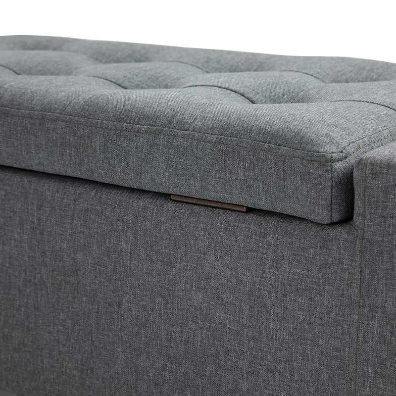 HOMCOM Ottoman Bench Tufted Storage Chest with Flipping Top, 36.25"W x 15.75"D x 15.75"H