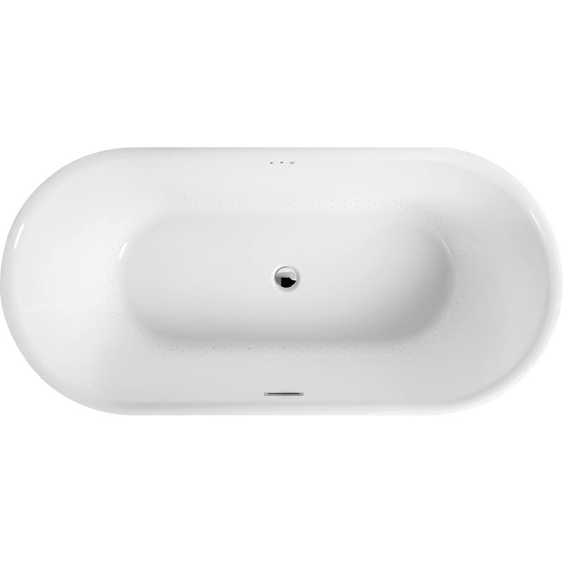 Jericho Series 67" Air Jetted Acrylic Freestanding Bathtub in Glossy White with Center Drain