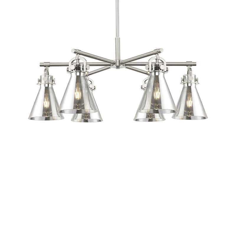 Innovations Lighting 410-6CR-16-26 Newton Cone Chandelier Newton Cone - Satin Nickel / Light Smoke