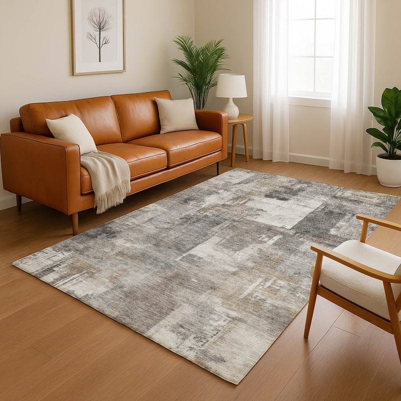 Premium Washable Super Soft Modern Prota Mayfield Rug - Pewter - 8' x 10'