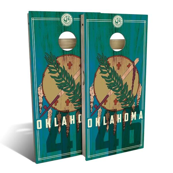 slide 2 of 8, Oklahoma State Flag 2.0 Outdoor Cornhole Board Set