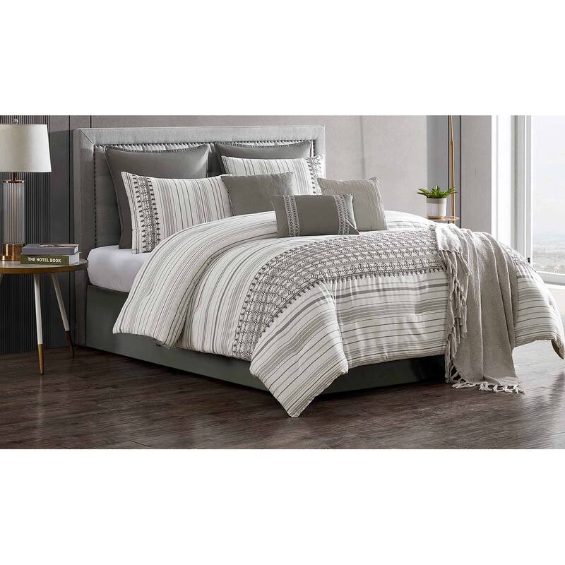 Riverbrook Home Aiken Grey 10 Piece Bed in a Bag - Gray - Queen - 10 Pieces or More