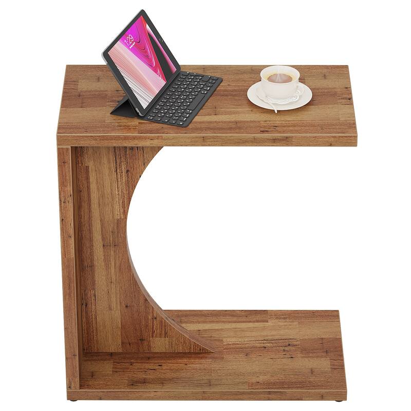 C-Shaped End Table for Couch, Side Table for Small Space