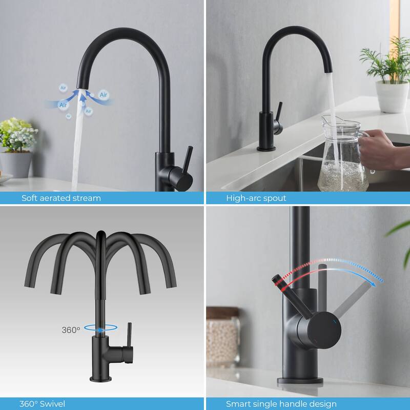 Lead Free Solid Brass High Arc Single Level Bar Prep Kitchen Faucet with Single Handle