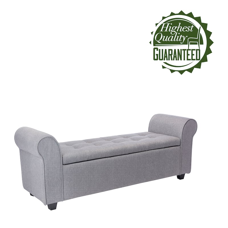 Porthos Home Wena Storage Bench, Rolled Armrests, Fabric Upholstery