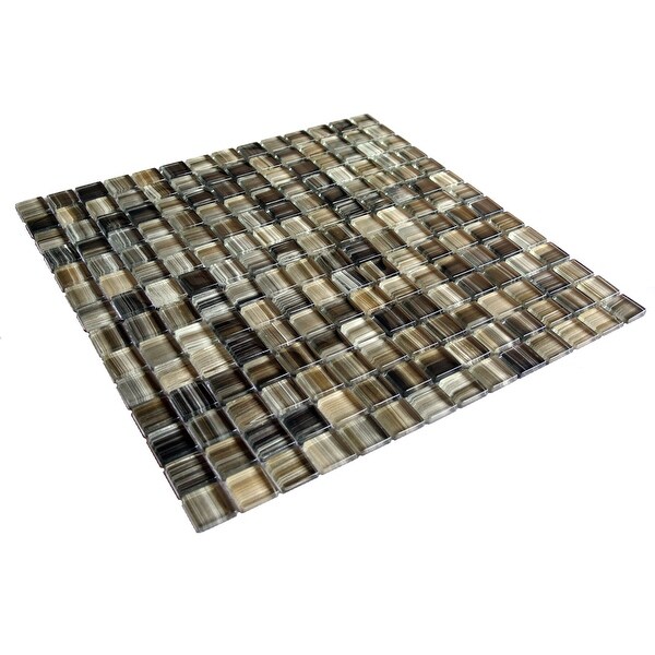 Miseno MT-WHSHDCSQ-BS Handicraft II - 1" Square Wall Mosaic Tile - Glossy Glass Visual - Black