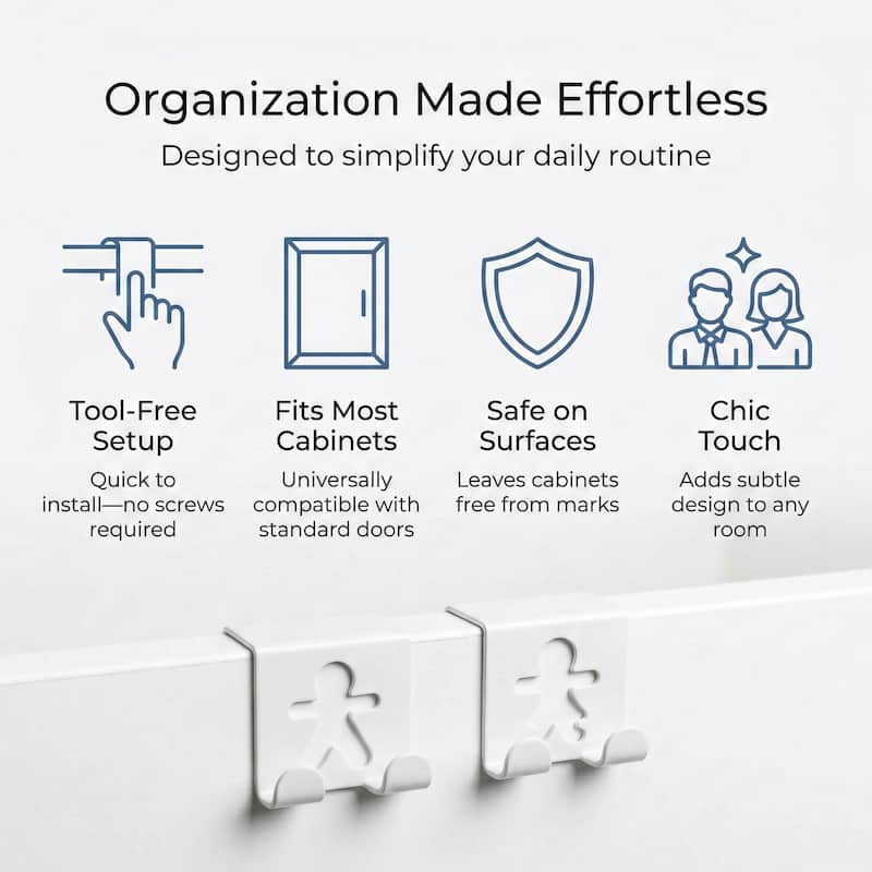 Double Hooks Over The Cabinet Door Set of 2 - 2"H x 2"W x 1 3/4"D