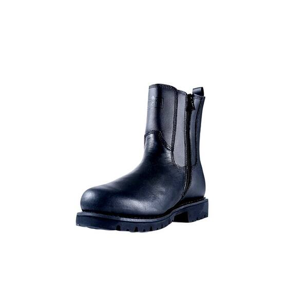Shop Ridge Motorcycle Boots Mens All Leather Zip 8 Shaft Black Overstock 15382558