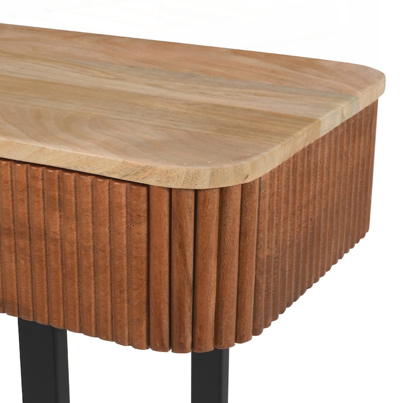 Solid Wood Entryway Table with Fluted Design