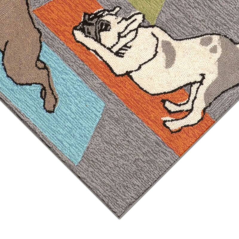 Liora Manne Frontporch Yoga Dogs Indoor/Outdoor Rug - 2'6" x 4'