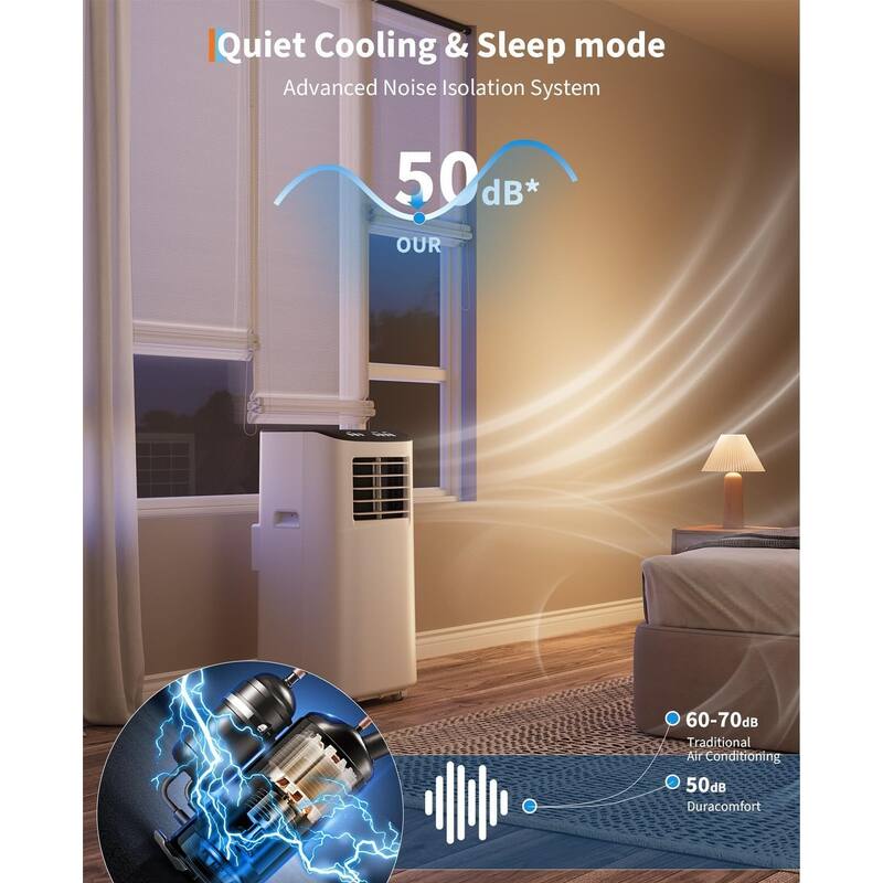 Portable Air Conditioner, 8000 BTU Quiet Cooling with Remote